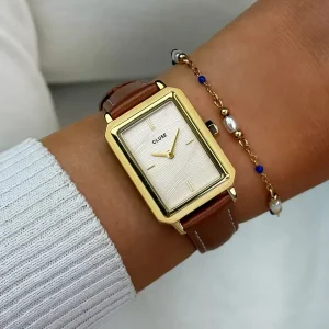 Cluse Ladies Cluse Watches | 30mm Fluette White & Brown Leather Strap Watch