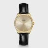 Cluse Ladies Cluse Watches | 31mm Féroce Gold Toned Black Leather Strap Watch