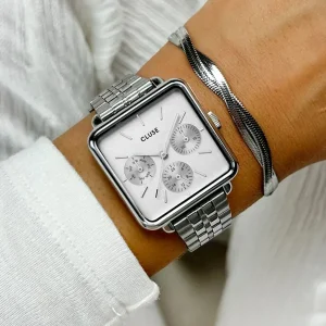 Cluse Ladies Cluse Watches | 30mm La Tétragone Multifunction Stainless Steel Link Bracelet Watch