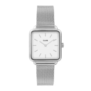 Cluse Ladies Cluse Watches | 28.5mm La Tétragone White Dial Stainless Steel Mesh Bracelet