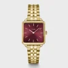Cluse Ladies Cluse Watches | 28.5mm La Tétragone Yellow and Burgundy Tone Bracelet Watch