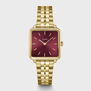 Cluse Ladies Cluse Watches | 28.5mm La Tétragone Yellow and Burgundy Tone Bracelet Watch