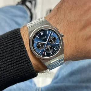 Cluse Mens Cluse Watches | 40mm Vigoureux Dark Blue and Silver Chronograph Stainless Steel Watch