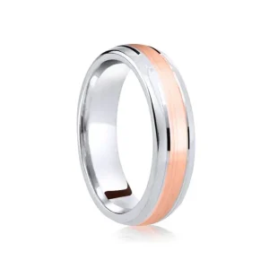 Jack Murphy Jewellers Platinum Wedding Rings | 18ct Rose & Platinum Inlaid Groove Polished Classic Medium 5mm Wedding Band