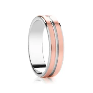 Jack Murphy Jewellers Two Tone Wedding Rings | Platinum Wedding Rings | 18ct Rose Gold & Platinum Double Row Medium 6mm Wedding Band
