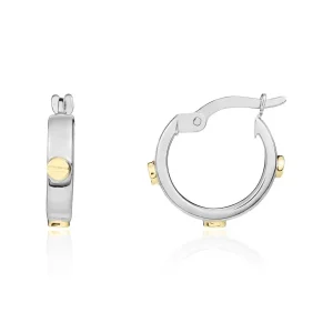 Jack Murphy Jewellers Jmj Gold Jewellery | 9ct White & Yellow Gold Screw Detailed 14.5mm Hoop Earrings