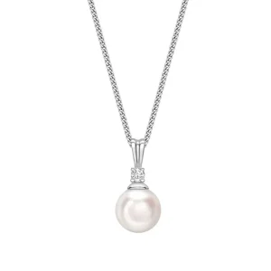 Jack Murphy Jewellers Jmj Diamond Set Jewellery | Jmj Gold Jewellery | 18ct White Gold Akoya Pearl Pendant Necklace, 0.20ct