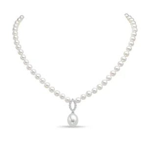 Jack Murphy Jewellers Jmj Diamond Set Jewellery | Jmj Gold Jewellery | 18ct White Gold Akoya Pearl & Diamond Pendant Necklace, 0.40ct