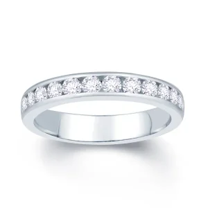 Jack Murphy Jewellers White Gold Wedding & Eternity Rings | 18ct White Gold Brilliant Round 3.5mm Channel Set Diamond Ring 0.65ct