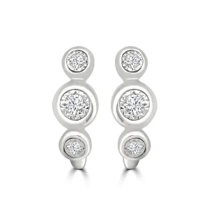 Jack Murphy Jewellers Jmj Gold Jewellery | 9ct White Gold Bubble Rub Over Diamond Semi-Hoop Earrings