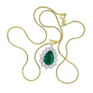 Jack Murphy Jewellers Jmj Gemstone Jewellery | Jmj Diamond Set Jewellery | 18ct White Gold Emerald & Diamond Cluster Halo Necklace