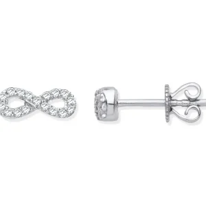Jack Murphy Jewellers Jmj Diamond Set Jewellery | Jmj Gold Jewellery | 9ct White Gold Infinity Diamond Stud Earrings, 0.15ct