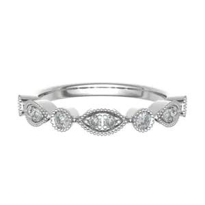 Jack Murphy Jewellers White Gold Wedding & Eternity Rings | 18ct White Gold Marquise & Round Fancy Cut Diamond Band 0.15ct