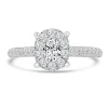 Jack Murphy Jewellers Natural Cluster Diamond Rings | Natural Halo Diamond Rings | 18ct White Gold Oval Illusion Diamond Band, 0.72ct