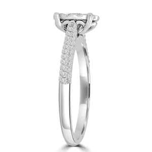 Jack Murphy Jewellers Natural Cluster Diamond Rings | Natural Halo Diamond Rings | 18ct White Gold Oval Illusion Diamond Band, 0.72ct
