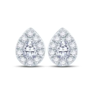 Jack Murphy Jewellers Jmj Diamond Set Jewellery | Jmj Gold Jewellery | 18ct White Gold Pear & Halo Diamond Earrings 0.50ct