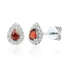 Jack Murphy Jewellers Jmj Gemstone Jewellery | Jmj Diamond Set Jewellery | 9ct White Gold Pear Garnet & Diamond Halo Stud Earrings