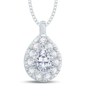 Jack Murphy Jewellers Bridal Jewellery | Jmj Diamond Set Jewellery | 18ct White Gold Pear Halo Diamond Necklace, 0.50ct