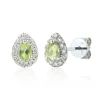 Jack Murphy Jewellers Jmj Gold Jewellery | Jmj Gemstone Jewellery | 9ct White Gold Pear Peridot & Diamond Halo Stud Earrings