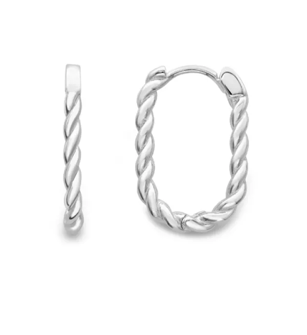 Jack Murphy Jewellers Jmj Gold Jewellery | 9ct White Gold Rectangle Ribbed Hoop Earrings