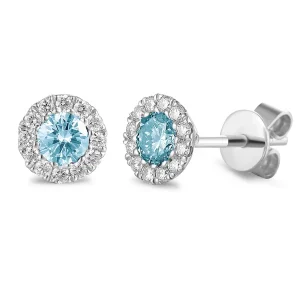 Jack Murphy Jewellers Jmj Gemstone Jewellery | Jmj Gold Jewellery | 9ct White Gold Round Aquamarine & Diamond Halo Stud Earrings