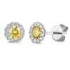 Jack Murphy Jewellers Jmj Gemstone Jewellery | Jmj Gold Jewellery | 9ct White Gold Round Citrine & Diamond Halo Stud Earrings
