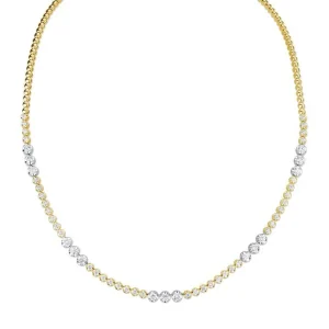 Jack Murphy Jewellers Jmj Diamond Set Jewellery | Jmj Gold Jewellery | 18ct Yellow & White Gold Coronet Rub-Over Diamond Line Necklace, 3.00ct