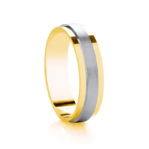 Jack Murphy Jewellers Yellow Gold Wedding Rings | Platinum Wedding Rings | 18ct Yellow Gold & Platinum Matte Centre & Polished Classic Medium 6mm Wedding Band