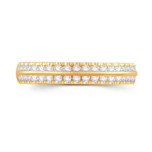 Jack Murphy Jewellers Yellow Gold Wedding & Eternity Rings | 18ct Yellow Gold Bevelled Double Row Brilliant Round 3.5mm Diamond Ring 0.30ct