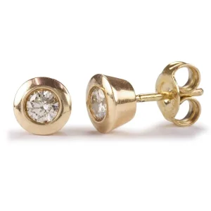 Jack Murphy Jewellers Jmj Diamond Set Jewellery | Jmj Gold Jewellery | 9ct Yellow Gold Bezel Set 0.20ct Diamond Earrings