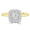 Jack Murphy Jewellers Natural Halo Diamond Rings | 18ct Yellow Gold Brilliant Round & Cushion Halo Diamond Ring 0.74ct