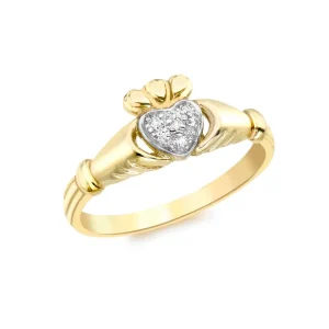 Jack Murphy Jewellers Jmj Gold Jewellery | 9ct Yellow Gold 0.01ct Diamond Claddagh Ring - Size K