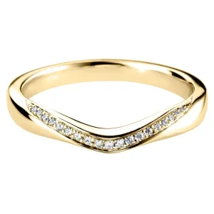 Jack Murphy Jewellers Yellow Gold Wedding & Eternity Rings | 18ct Yellow Gold Curved & Grain Set Wave Diamond Band 0.07ct