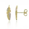 Jack Murphy Jewellers Jmj Gold Jewellery | Jmj Diamond Set Jewellery | 9ct Yellow Gold Diamond Set Feather Earrings 0.04ct