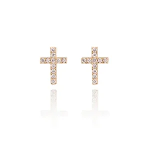 Jack Murphy Jewellers Jmj Diamond Set Jewellery | Jmj Gold Jewellery | 9ct Yellow Gold Diamond Set Cross Stud Earrings 0.08ct