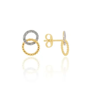 Jack Murphy Jewellers Jmj Diamond Set Jewellery | Jmj Gold Jewellery | 9ct Yellow Gold Double Circle Rope & Diamond Stud Earrings