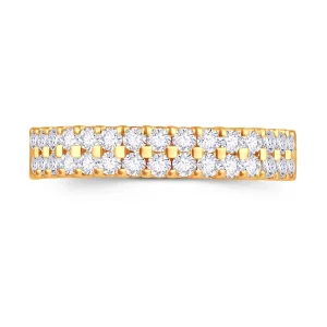 Jack Murphy Jewellers Yellow Gold Wedding & Eternity Rings | 18ct Yellow Gold Double Row 3.5mm Brilliant Round Cut Diamond Ring 0.50ct