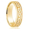 Jack Murphy Jewellers Yellow Gold Wedding Rings | 18ct Yellow Gold Embossed Celtic Design Medium Flat Court 6mm Wedding Band