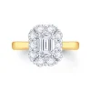 Jack Murphy Jewellers Natural Halo Diamond Rings | 18ct Yellow Gold Emerald & Halo Diamond Ring, 0.62ct
