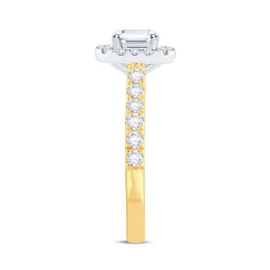 Jack Murphy Jewellers Natural Halo Diamond Rings | 18ct Yellow Gold Emerald & Halo Diamond Ring 0.85ct