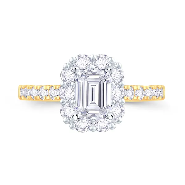 ct_yellow_gold_emerald_ha_0-1.webp Jack Murphy Jewellers Natural Halo Diamond Rings | 18ct Yellow Gold Emerald, Halo & Shoulder Set Diamond Ring 1.06ct