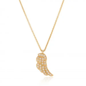 Jack Murphy Jewellers Jmj Diamond Set Jewellery | Jmj Gold Jewellery | 9ct Yellow Gold Feather & Diamond Pendant Necklace, 0.10ct