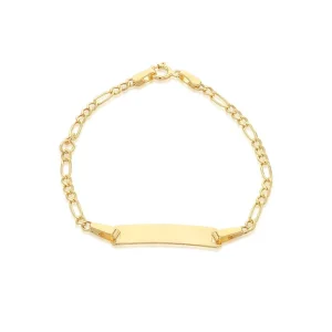 Jack Murphy Jewellers Childrens Jewellery | Jmj Gold Jewellery | 9ct Yellow Gold Figaro Chain With ID Plate Children's Bracelet