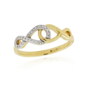 Jack Murphy Jewellers Jmj Diamond Set Jewellery | Jmj Gold Jewellery | 9ct Yellow Gold Interlocked Infinity Diamond Set Ring 0.09ct