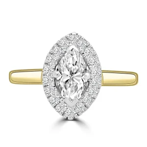 Jack Murphy Jewellers Natural Halo Diamond Rings | 18ct Yellow Gold Marquise & Halo Diamond Ring 0.58ct