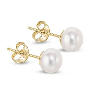 Jack Murphy Jewellers Jmj Gold Jewellery | 9ct Yellow Gold 6.5mm Freshwater Button Pearl Earrings