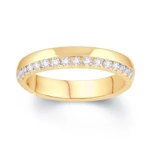 Jack Murphy Jewellers Yellow Gold Wedding & Eternity Rings | 18ct Yellow Gold Offset 65% Spread Round Diamond Ring 0.25ct