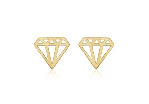 Jack Murphy Jewellers Childrens Jewellery | Jmj Gold Jewellery | 9ct Yellow Gold Open Diamond Shape Stud Earrings