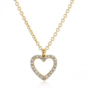 Jack Murphy Jewellers Childrens Jewellery | Jmj Gold Jewellery | 9ct Yellow Gold Open Heart Diamond Set Necklace, 0.08ct