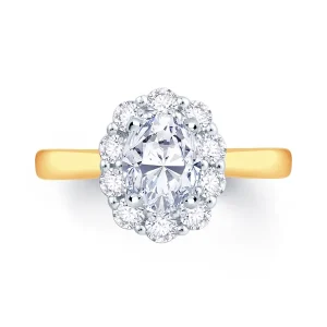 Jack Murphy Jewellers Natural Halo Diamond Rings | 18ct Yellow Gold Oval & Halo Diamond Ring, 0.86ct
